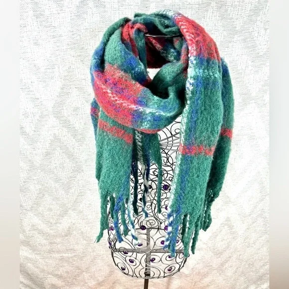 Lucky brand green plaid blanket scarf - Picture 3 of 6